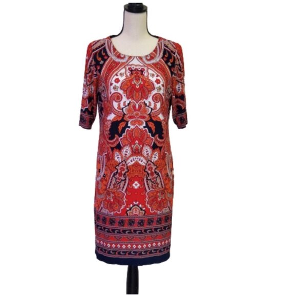 Size 18W 2X PAISLEY PRINT CAMRYN SHIFT DRESS Classy Career Summer Fall PLUS SIZE - Picture 1 of 4